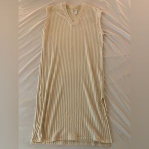 H&M Ribbed knit maxi dress- cream color, v neck